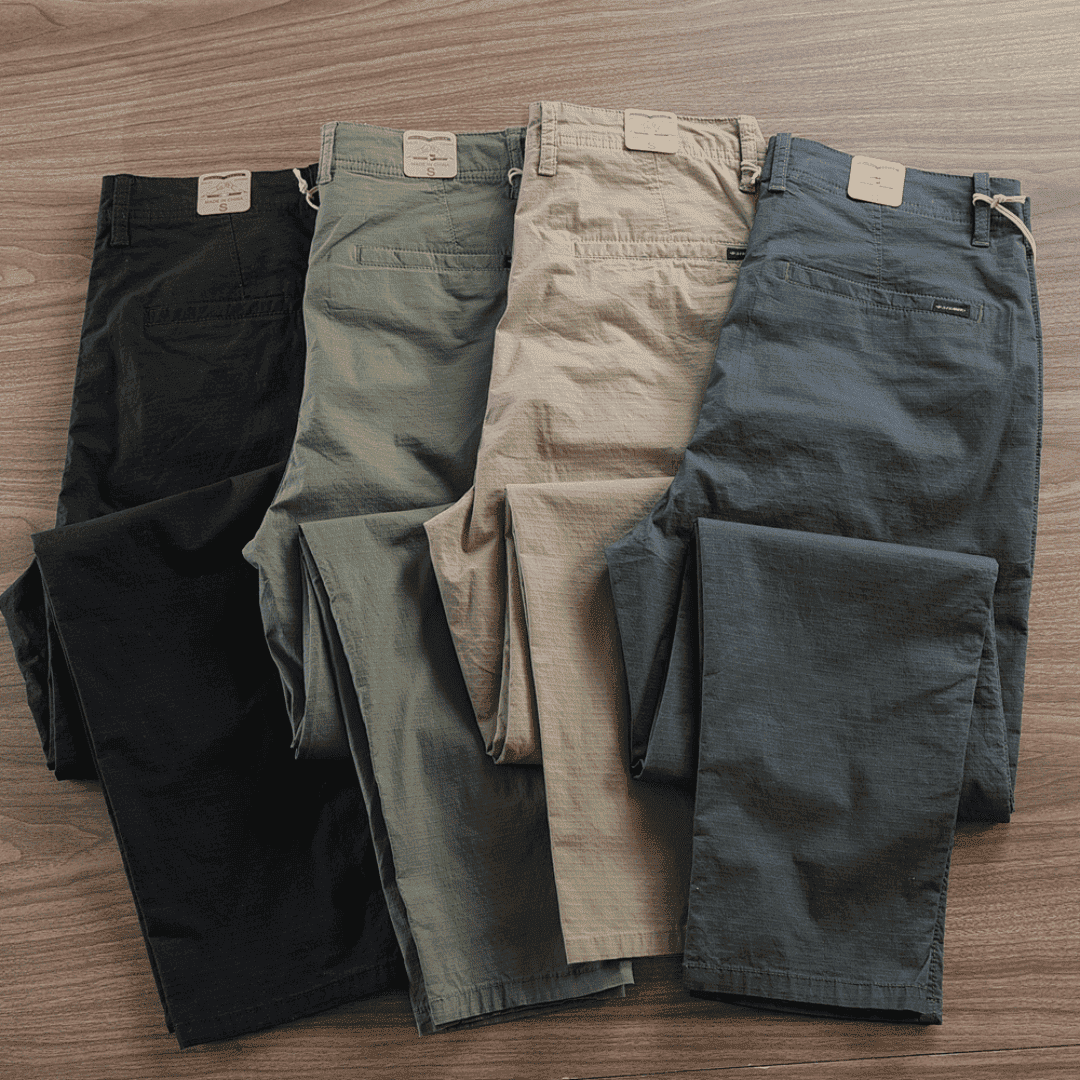 Straight-Fit Men’s Twill Pants – 4-Pack