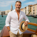 [BLACK FRIDAY COMPRE 1, LEVE 3] Camisa Veneza™ em Linho de Algodāo e Gola Italiana / Estilo Europeu e Presença para o Verão 2025/2026!