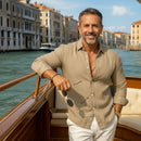 [BLACK FRIDAY COMPRE 1, LEVE 3] Camisa Veneza™ em Linho de Algodāo e Gola Italiana / Estilo Europeu e Presença para o Verão 2025/2026!